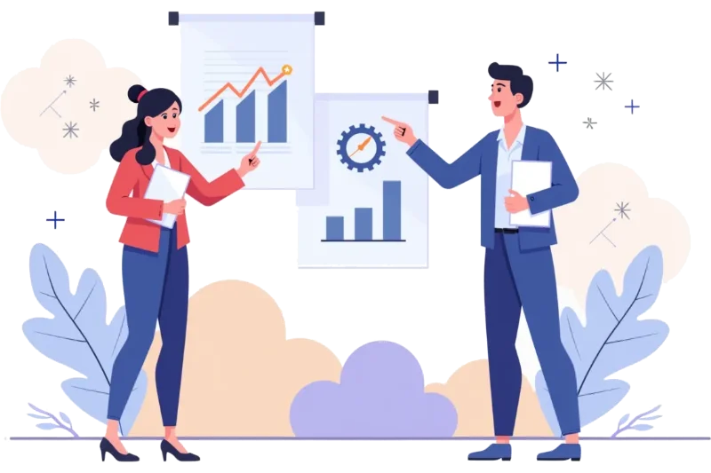 Modern IT solutions - team collaboration illustration